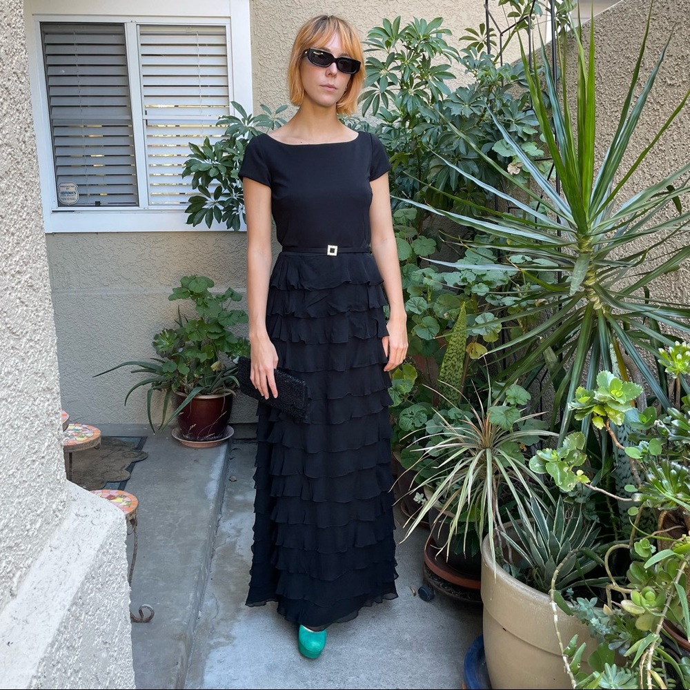 Vintage black Victoria silk maxi dress